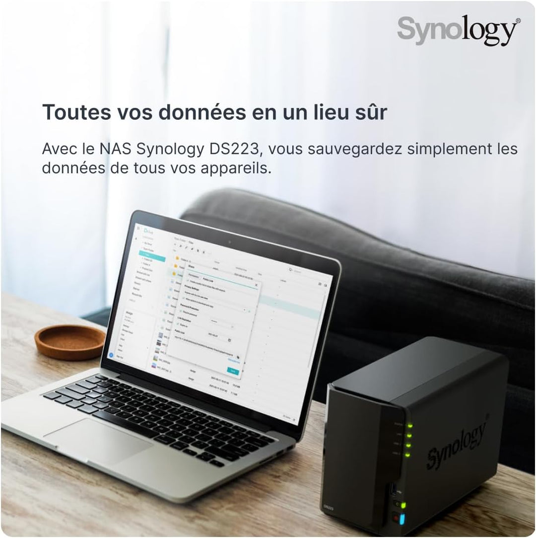 Synology DS223 2-Bay Diskstation NAS (Realtek RTD1619B Quad-Core 2GB Ram 1xRJ-45 1GbE LAN-Port)