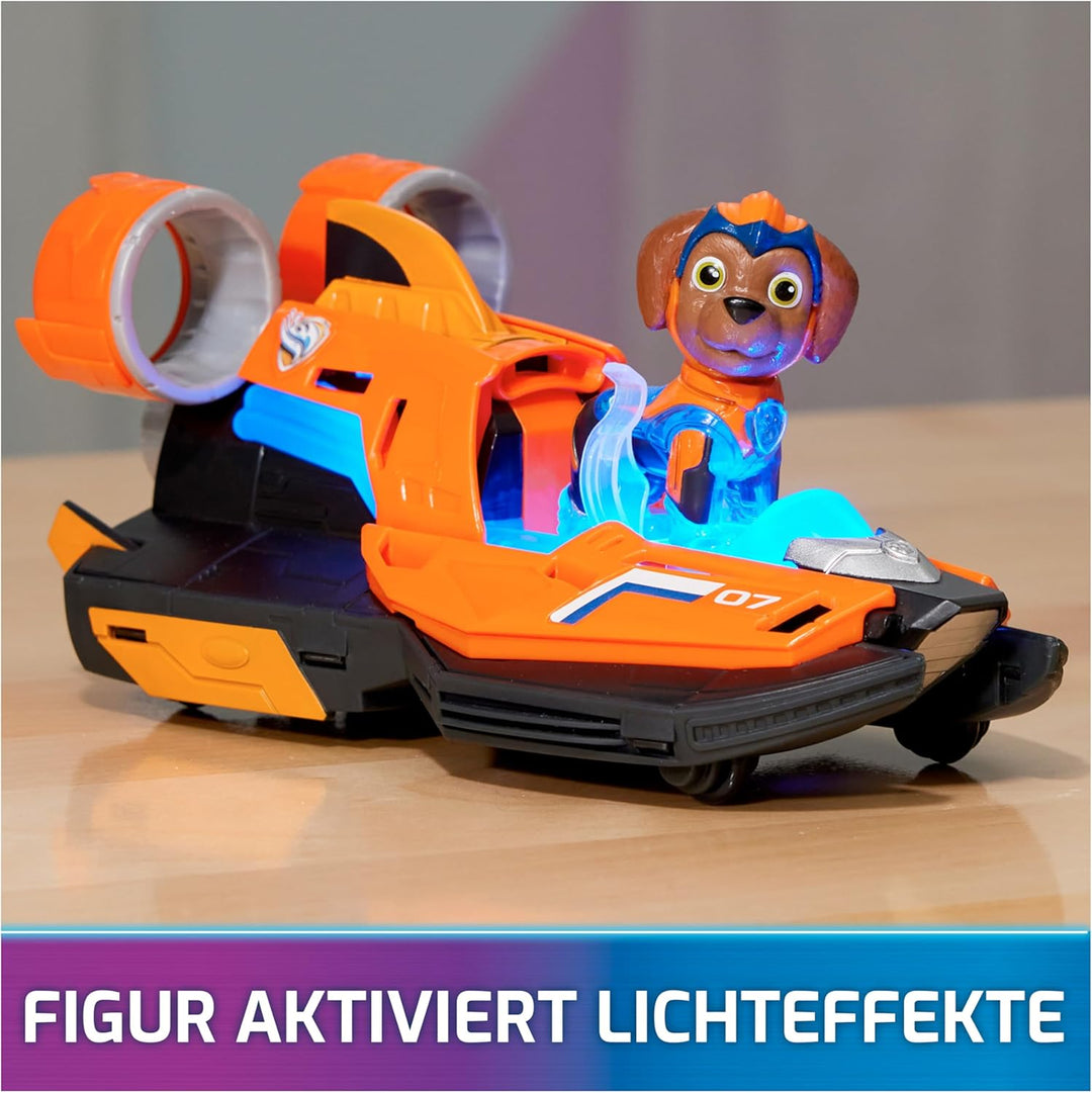 Spin Master PAW Patrol: Der Mighty Kinofilm, Superhelden-Basis-Fahrzeug von Zuma mit Welpenfigur, Sp