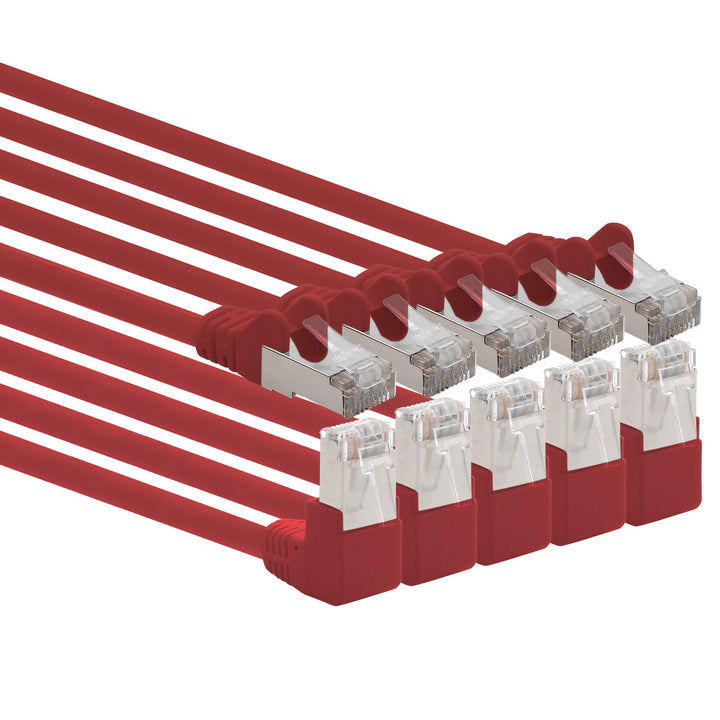 1aTTack.de 366253 Cat.6 Netzwerkkabel Winkel 90 Grad 7,5m - rot - 5 Stück - Cat6 Patchkabel (SFTP PI
