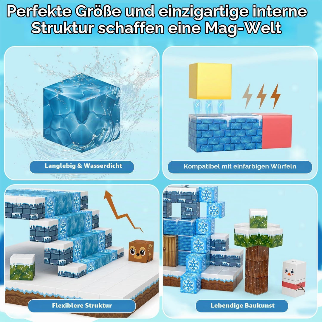 Kryzomat Magnetische Bausteine, Magnetbausteine 100 PCS für 3+ Jahre Alt, Magnetic Blocks Spielzeug-