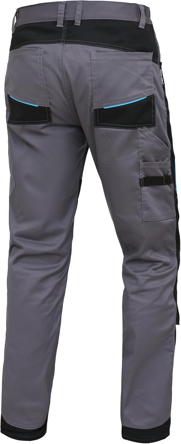 WORK IDEA Herren Stretch-Arbeitshose mit zahlreichen Taschen und Werkzeugtaschen Grau 46, Grau 46