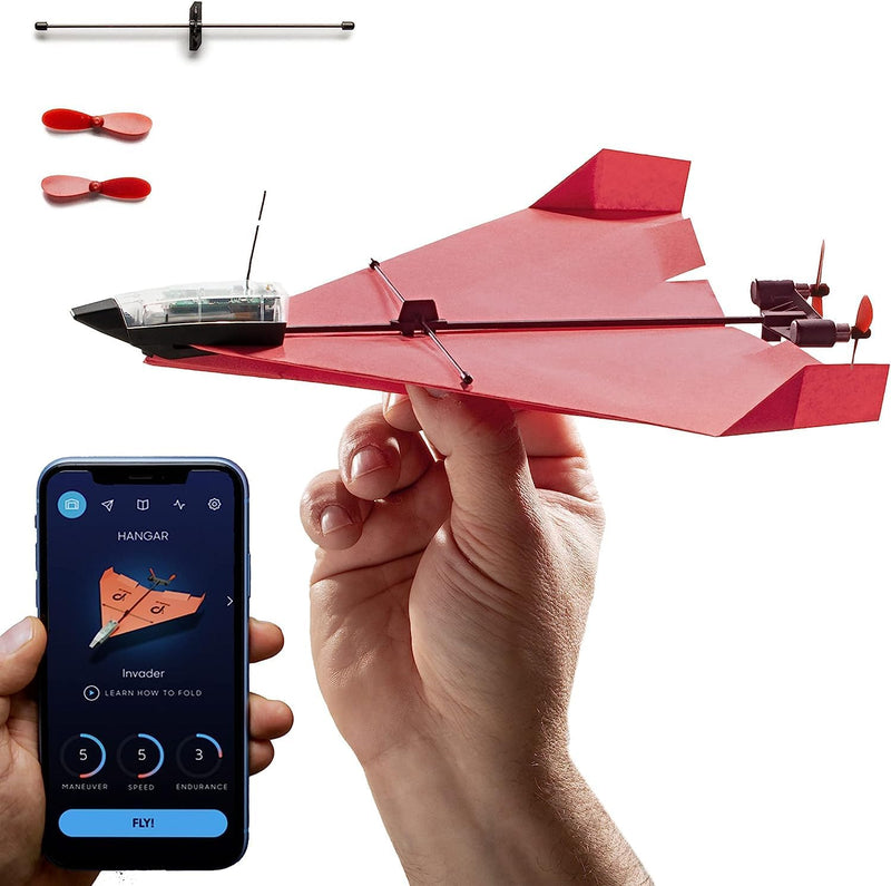 POWERUP 4.0. Smartphone gesteuertes Papierflugzeug Set der nächsten Generation. Einfache Handhabung