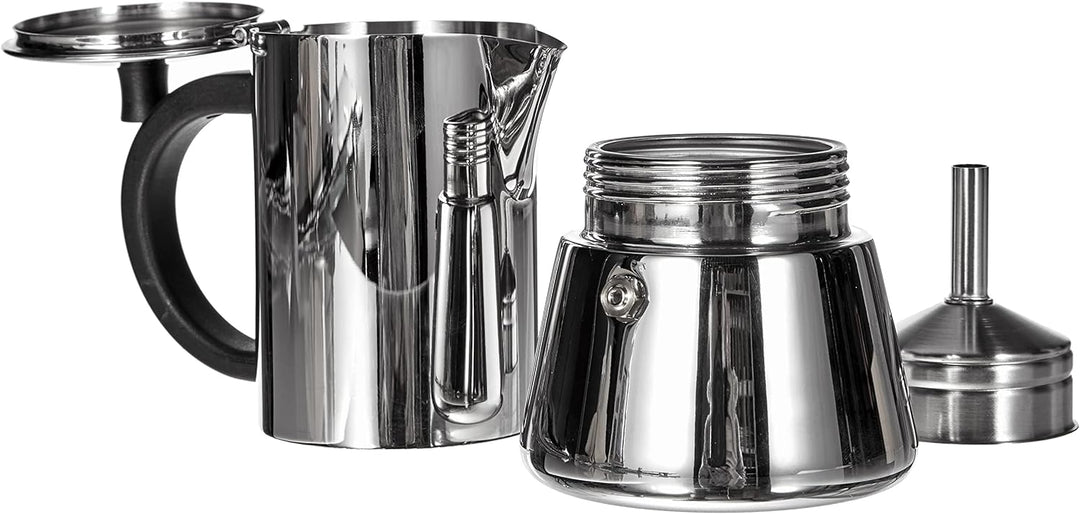 Cilio 0000342024 Espressokocher Figaro poliert, 4 Tassen, Edelstahl, silber, 10,6 x 13,4 x 20,8 cm,