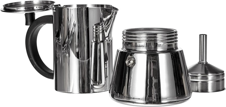 Cilio 0000342024 Espressokocher Figaro poliert, 4 Tassen, Edelstahl, silber, 10,6 x 13,4 x 20,8 cm,