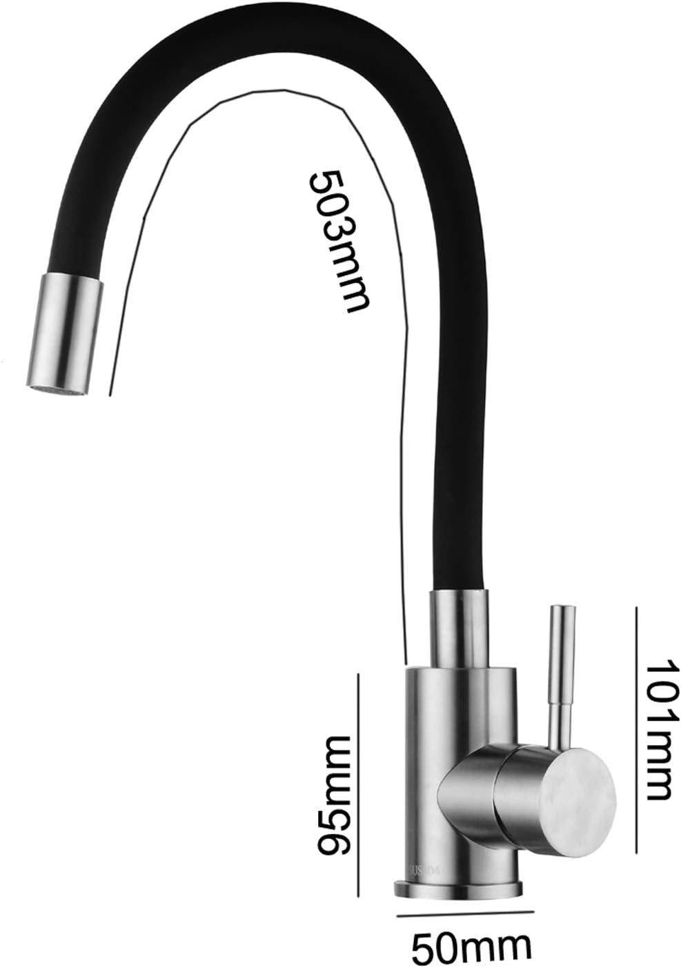 Spültischarmatur Küche Schwarz mit flexiblem Auslauf Wasserhahn Spültisch Mischbatterie Armatur Spül