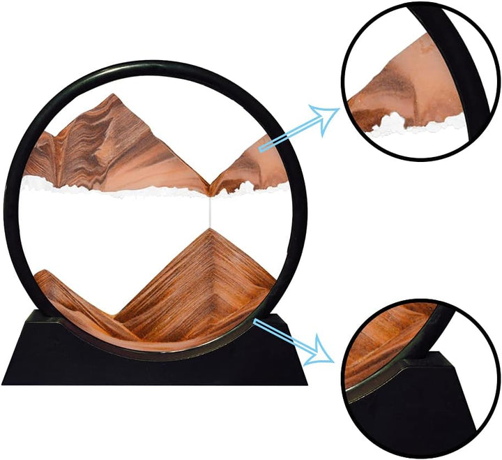 Aoderun Sandbilder Zum Drehen 3d Sanduhr Büro Deko Sand Rundes Glas Fliessender Sand Rahmen Beweglic