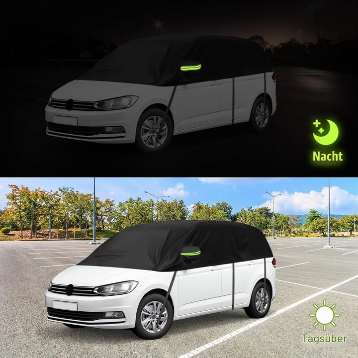 Autoabdeckung Wasserdicht Ersatz für VW Touran 2015-2024, Sonnenfest Hälfte Autoabdeckung, Halbgarag