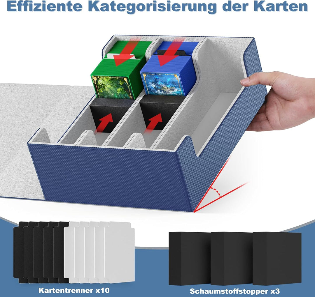 Mlikero Sammelkarten-Aufbewahrungsbox für 1800+ Karten, Magnetische Deck-Box passend für MTG und Spo