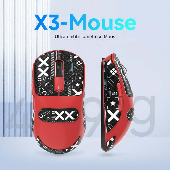 ATTACK SHARK X3 Pro 4K/8K Hz Maus, 49 g SUPERLEICHT, PixArt PAW3395 Gaming-Sensor, BT/2,4G kabellose