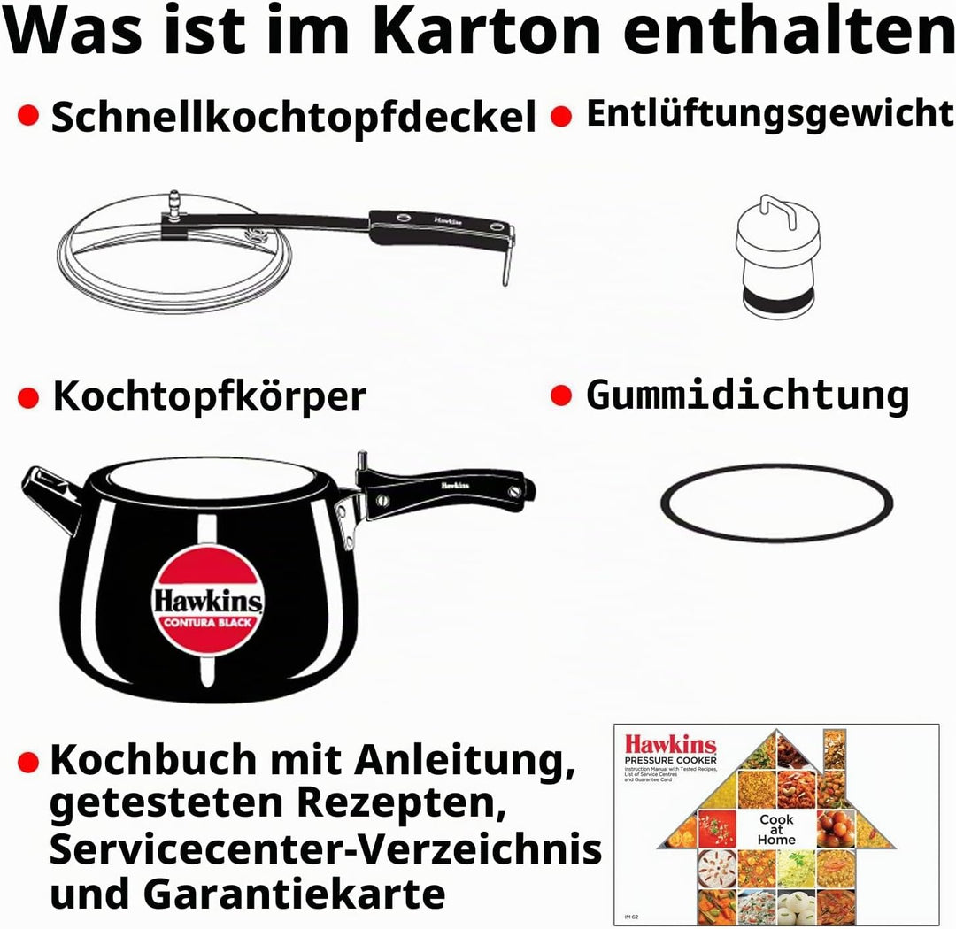 HAWKINS CB65 Schnellkochtopf, Harteloxiertes Aluminium, 6.5 liters, Contura Schwarz 6.5-Liter, 6.5-L