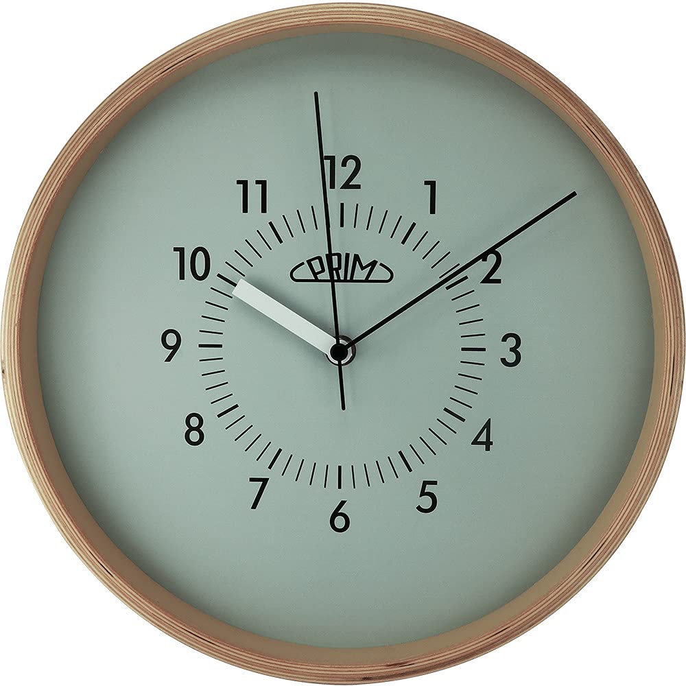 PRIM Organic Design Retrospect Wanduhr, Wood Clock, aus Holz, Zifferblatt in Grau, die Nicht stört,