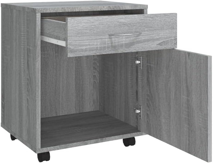 Mobiler Aktenschrank Lagerschrank aus Holzwerkstoff Beistellschrank mit Rollen für Wohnzimmer Schlaf
