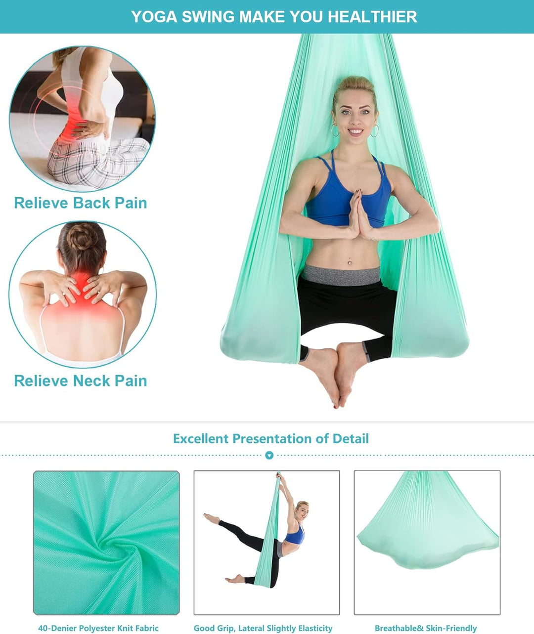 Yoga-Set für Erwachsene, Yoga-Zubehör, 500 kg Belastung, inkl. Kompletter Installationshardware Lake