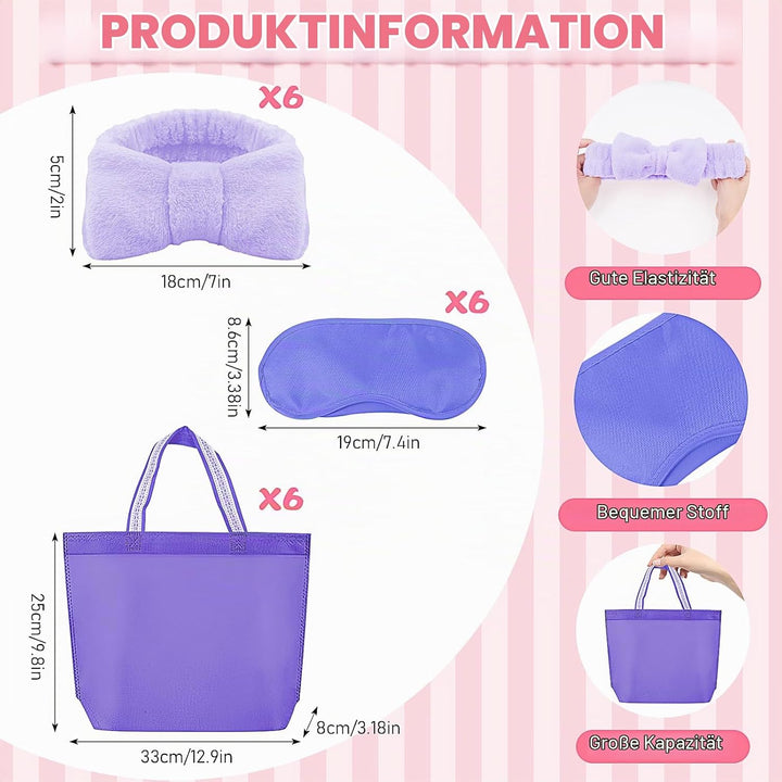 YFNVH 24 tlg Spa Party Set für Mädchen, Kinder Bademantel-Set mit 6 Kinder Bademäntel Augenmasken Ha