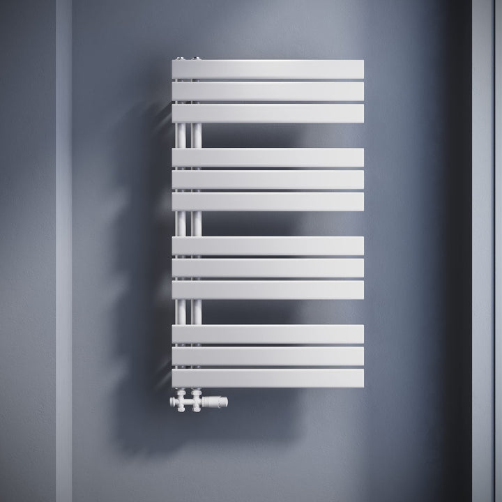 SONNI Handtuchheizkörper Flach Handtuchtrockner 1038 x 600 mm Weiss Handtuchwärmer mit Multiblock Se