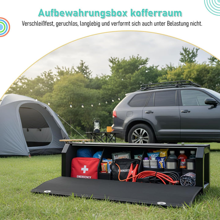 Auto Kofferraum Organizer mit Deckel Tragbarer Push-Pull-Griff 101*29*31cm, 101*29*31cm