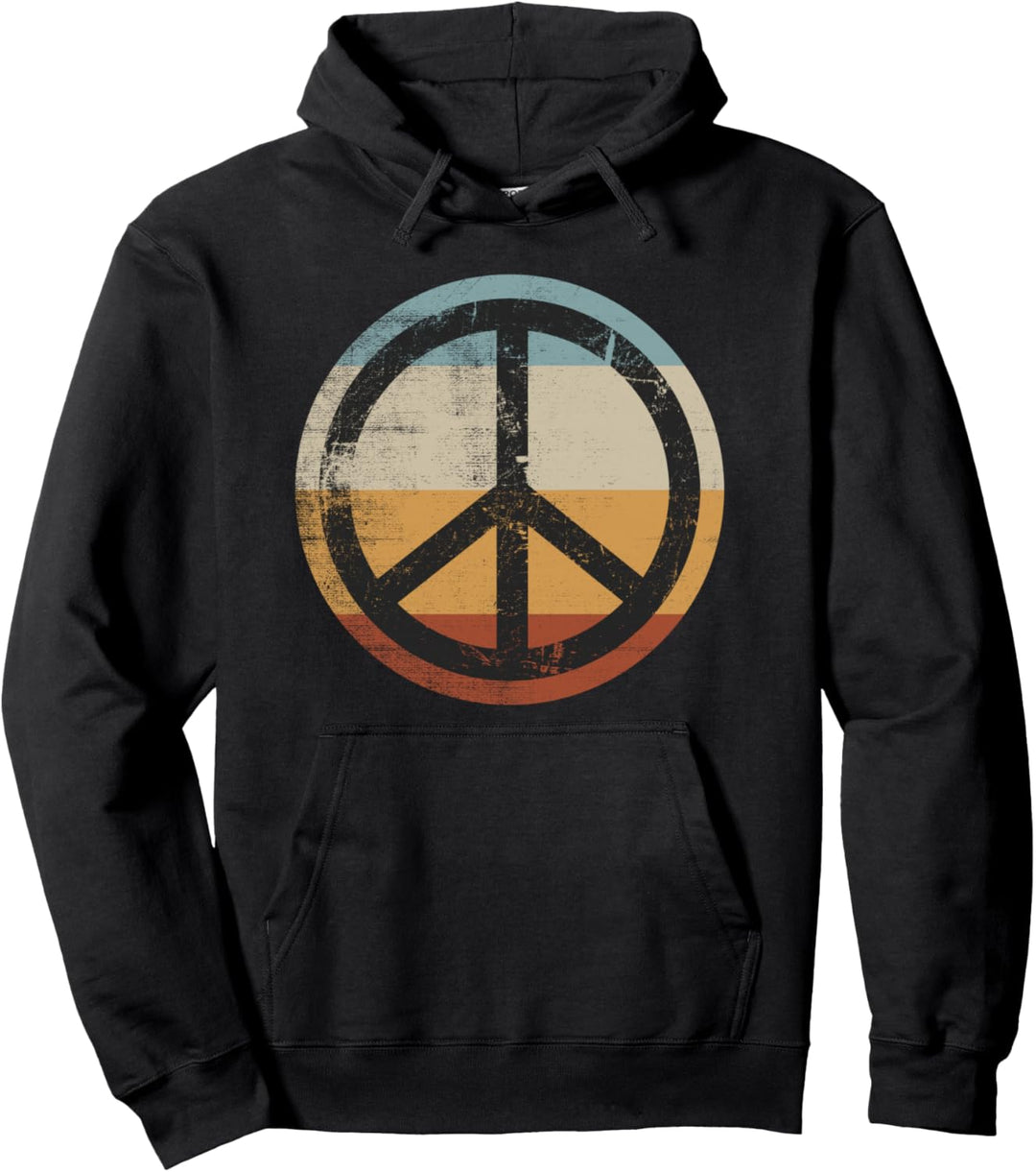 Retro Design Friedenszeichen Peace Zeichen Pullover Hoodie