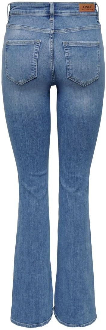 ONLY Female Flared fit Jeans ONLBLUSH Hohe Taille Ausgestellt Jeans S / 30L Light Medium Blue Denim,