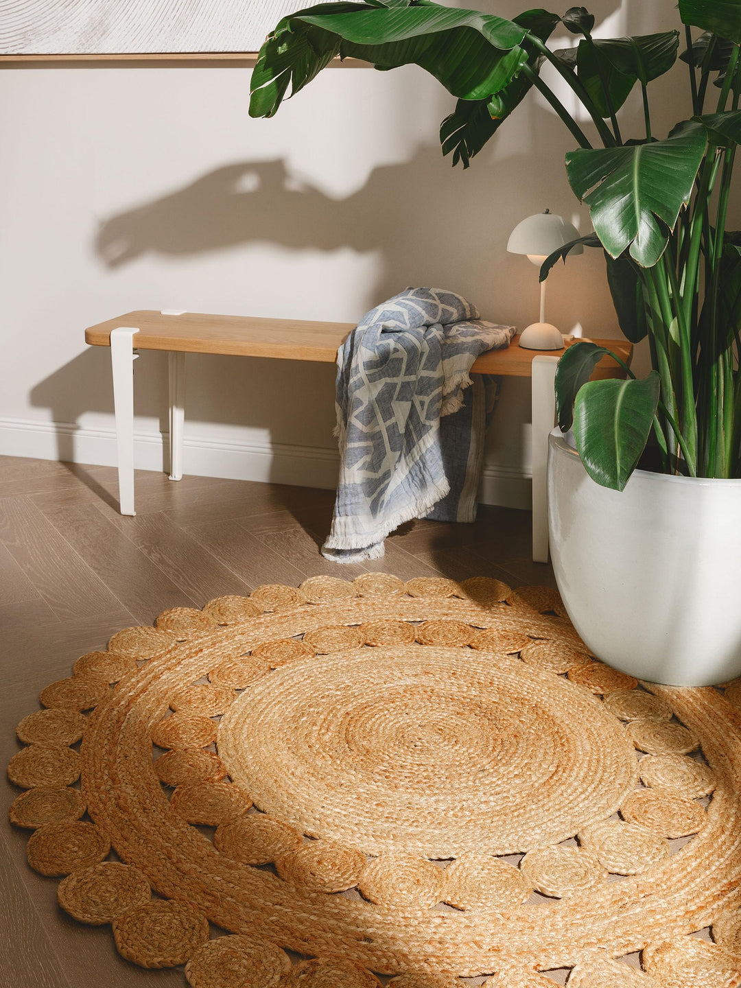 benuta Pure Juteteppich Jutta - 100% Jute handgewebt - Rund & im Style:  Uni, Natural Living - Pfleg