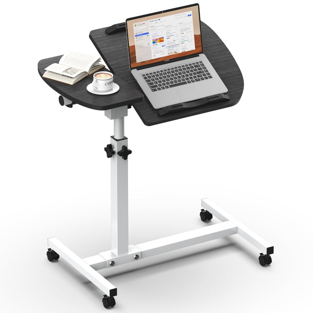 Soontrans Betttisch auf Rollen, 60×40cm, Laptoptisch Höhenverstellbar, Beistelltisch Bett mit Mehrer