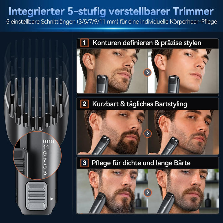 2-In-1 Intimrasierer Mann, kensen Körperrasierer Herren mit Doppelscherkopf Kalkgrau, Kalkgrau