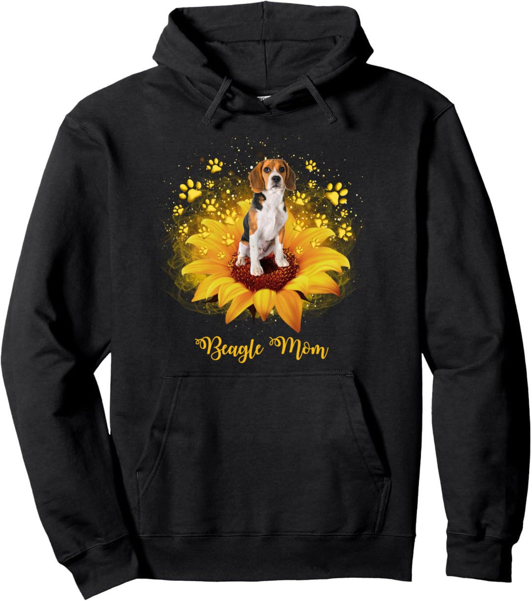 Beagle Mom Sonnenblume mit Hundepfote zum Muttertag Pullover Hoodie