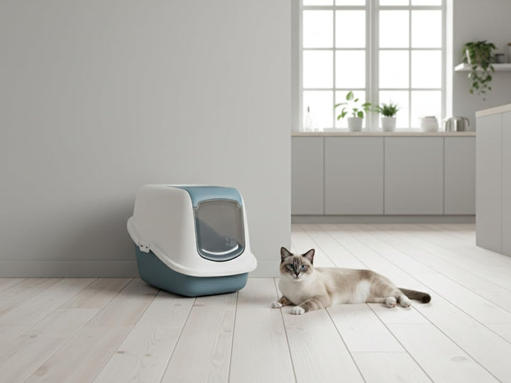 Savic Katzenklo - Nestor Bluestone - Katzentoilette mit klappbarer Front - Schwingtür - Aktivkohlefi