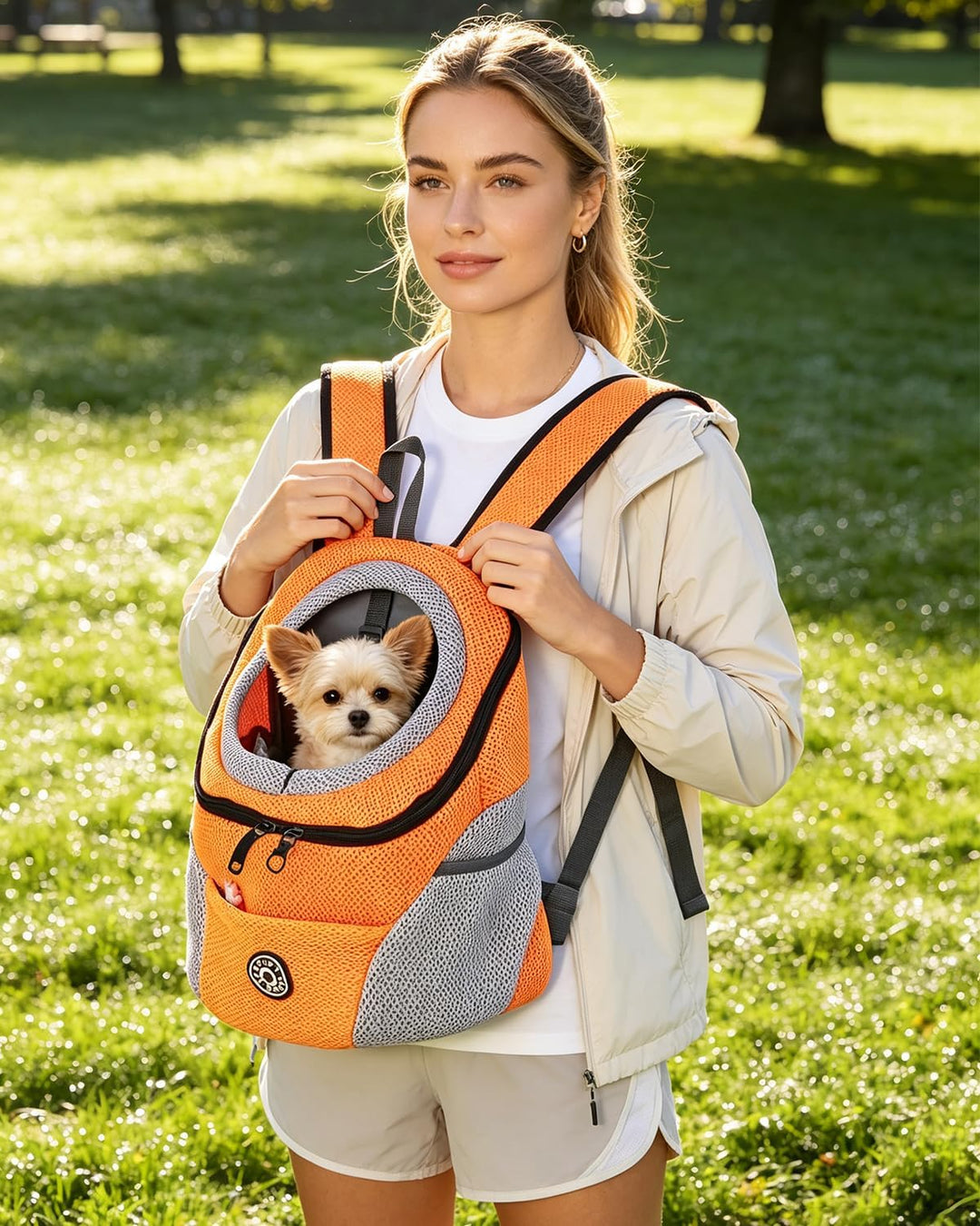 PETCUTE Hundetragerucksack,Verstellbarer Haustier Rucksack für Kleine Hunde und Katzen,Gepolsterter
