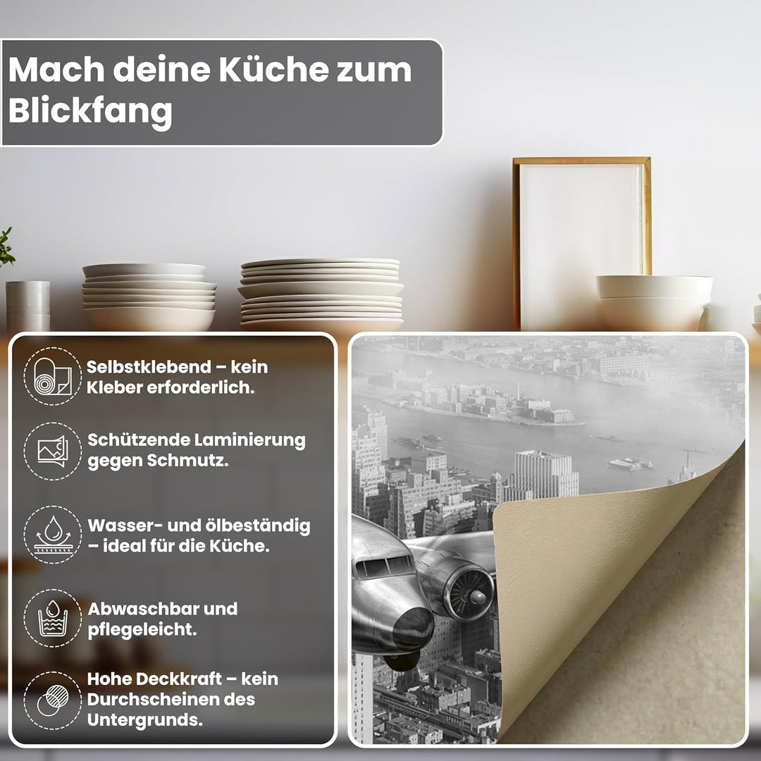 DIMEX Küchenrückwand Folie selbstklebend Flugzeug | Klebefolie - Dekofolie - Spritzschutz für Küche