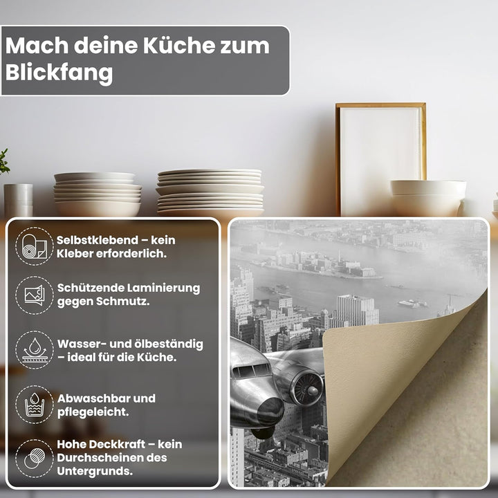 DIMEX Küchenrückwand Folie selbstklebend Flugzeug | Klebefolie - Dekofolie - Spritzschutz für Küche