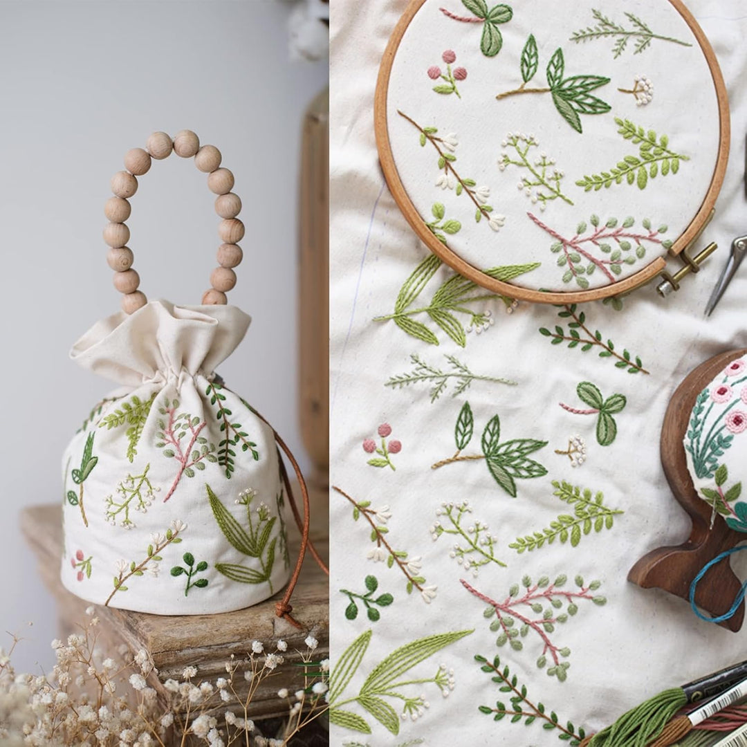 Smart-Feather Stickerei Kordel Tasche Kits mit Mustern, Needlepoint Sewing Handtasche Kit für Anfäng