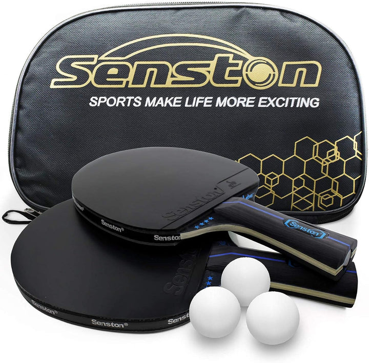 Senston Tischtennis Schläger Set, Profi 2 Tischtennisschläger und 3 Tischtennis-Bälle, Ideal für 2 S