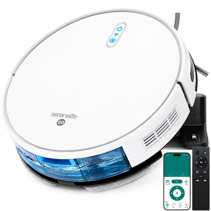 SereneLife Saugroboter mit Wischfunktion, Staubsauger Roboter, 2000pa Saugroboter mit APP Steuerung,