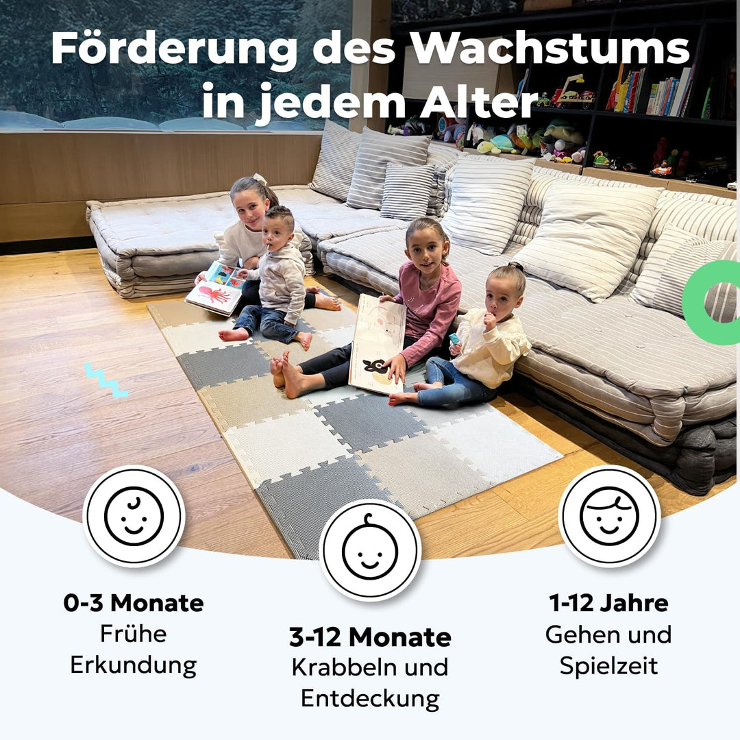 MioTetto Krabbelmatte Baby - Zertifiziert, Sicher, Robust - Spielmatte Baby, Puzzlematte, Kindertepp