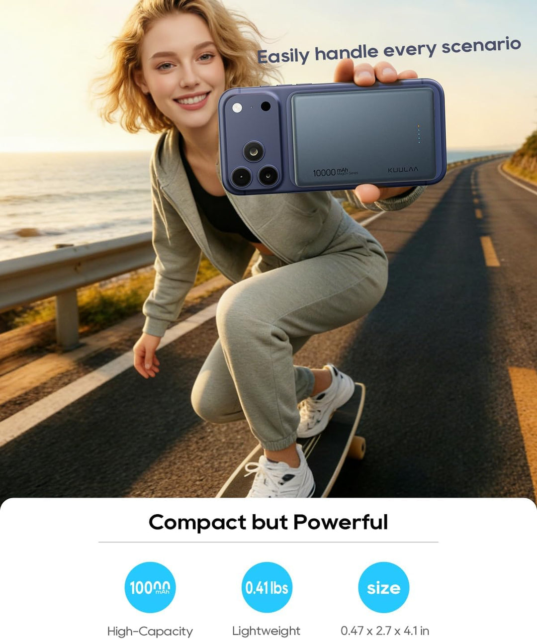 Kuulaa MagSafe Powerbank 10000 mAh,Ultradünn Power Bank mit Schnellladung 20W USB-C Ausgang/Eingang
