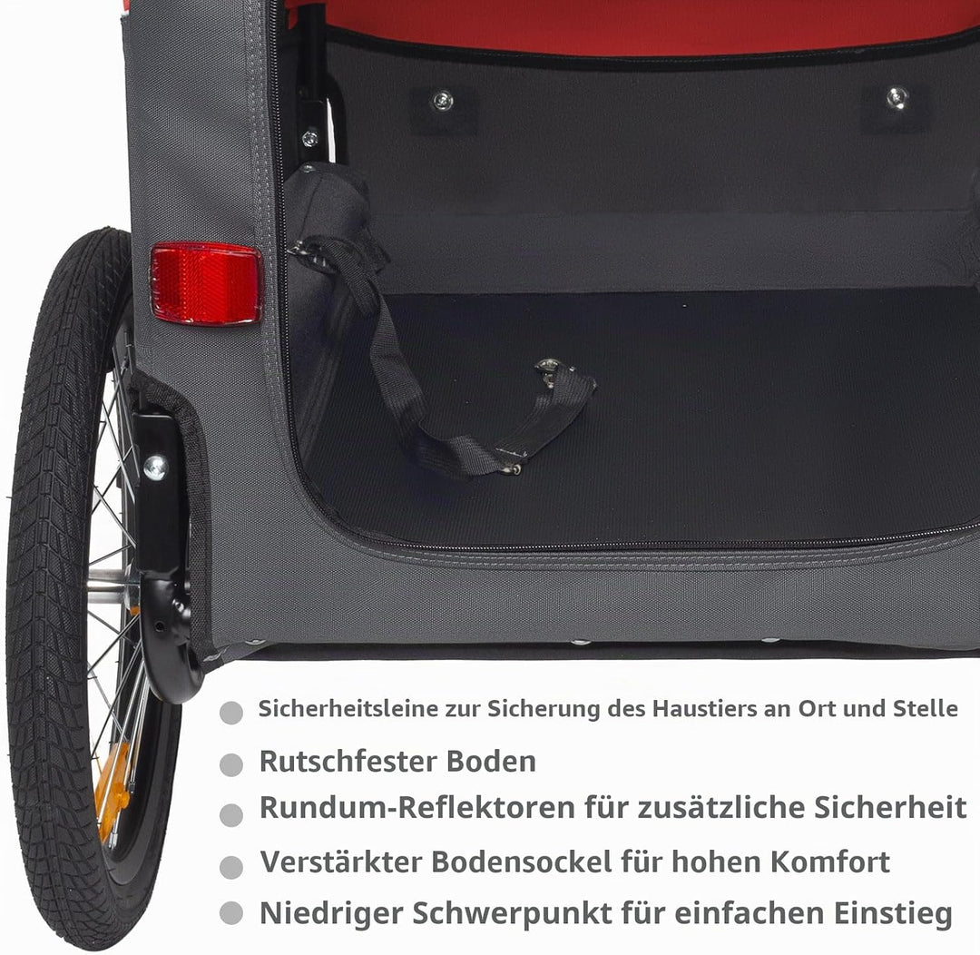 Tiggo VS Pets L Hundeanhänger &amp; Jogger 2-in-1 Hundebuggy, Fahrradanhänger Klappbar,gross ca. 250 Lit