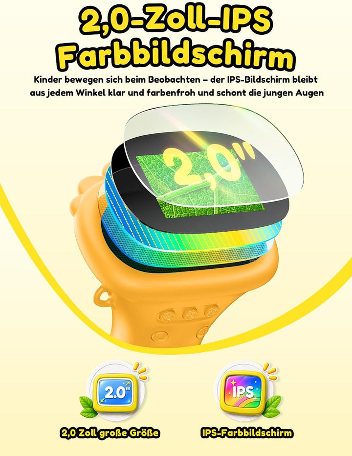 Mikroskop für Kinder, Digitales Taschenmikroskop mit 2,0" IPS-Bildschirm Lupe 200x Vergrösserung, 8