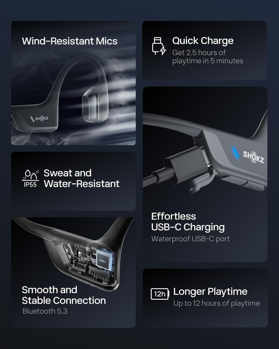 SHOKZ OpenRun Pro 2 Open-Ear Bluetooth Kopfhörer für Sportfans mit 12 Stunden Wiedergabezeit | Gröss