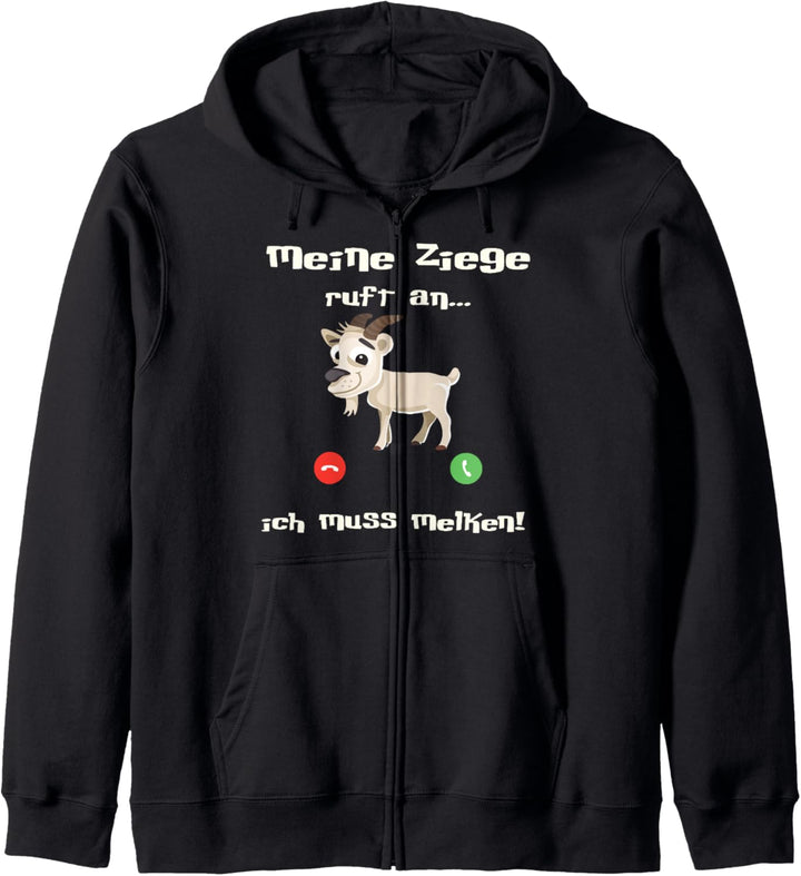 Ziegenbesatz mit der Aufschrift "Goat Calling To I Have To M Kapuzenjacke