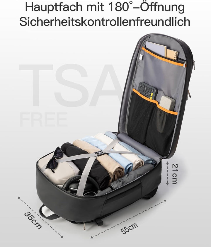 Inateck 40L Reiserucksack mit 26 Taschen, TSA Freundlich Handgepäck Rucksack Herren für 15,6-16 Zoll