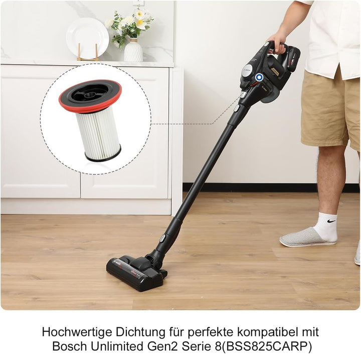 LANMU 3 Filter mit Reinigungsbürste Filter Set kompatibel mit Bosch Unlimited Gen2 Serie 8 Staubsaug
