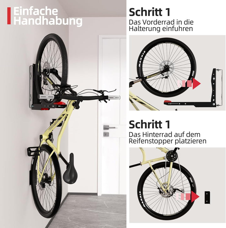 Urban Deco 2er-Pack Fahrradhalterung Wandhalterung schwenkbar, Platzsparender Ständer für die Garage