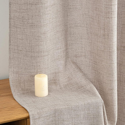 MIULEE Leinen Vorhänge mit Leinen Ringe Effekt Wohnzimmer Modern Semi-transparent Voile Vorhang Natu