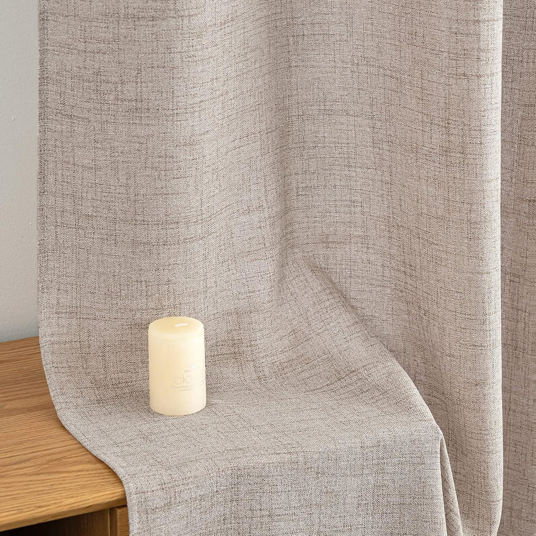 MIULEE Wohnzimmer Vorhänge Gardinen Leinen Ösenvorhang Leinenoptik Vorhang Boho Gardine mit Ösen Sem