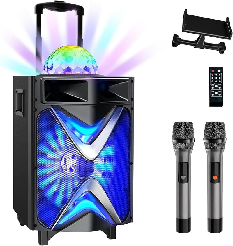 Karaoke-Maschine für Erwachsene und Kinder, VeGue Kabelloser tragbarer Karaoke-Lautsprecher mit 2 UH