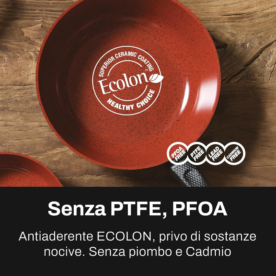 CLASSE ITALY, Pfannen-Set, 2 Stück, PFAS-frei, Antihaftbeschichtung, ohne PTFE, PFOA, 100 % sicher,