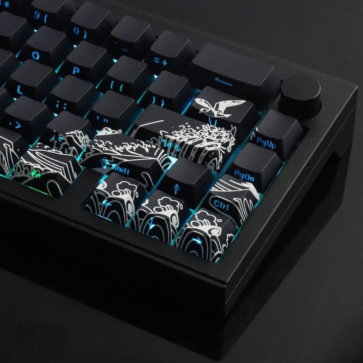 Sunzit PBT Keycaps 135 Tasten Custom Keycaps Cherry Profile Dye-Sub Tastenkappen Set Schwarz Welle V