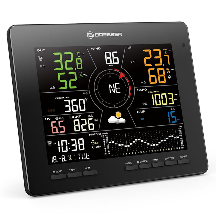 Bresser WLAN 4CAST MD Funk-Wetterstation:Detaillierte 7-Tage-24-Std.-Wettervorhersage, WLAN-Anbindun