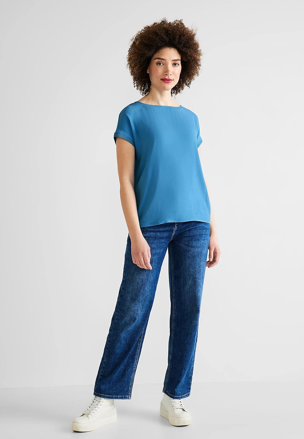 STREET ONE Damen A319392 Kurzarmshirt 36 Splash Blue, 36 Splash Blue