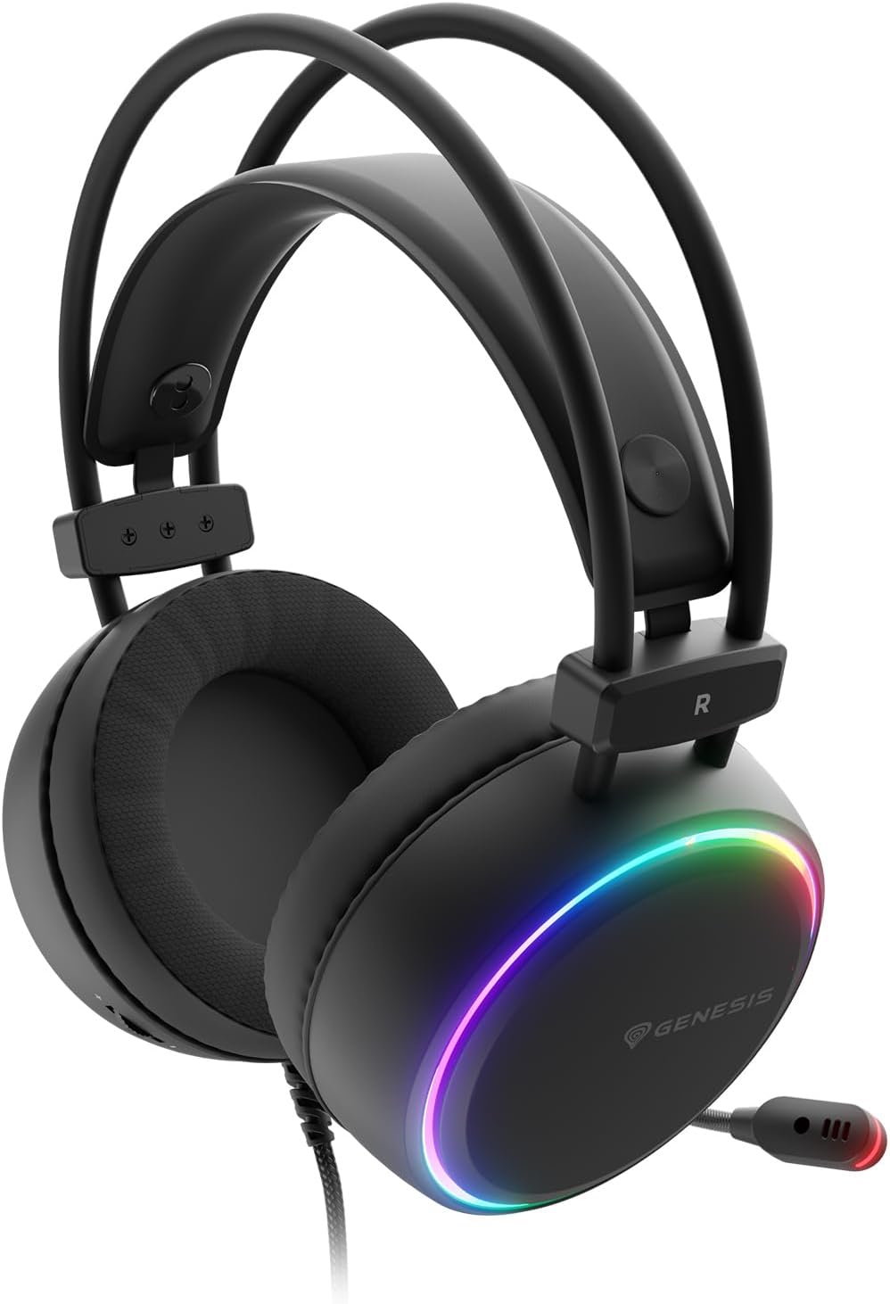 Genesis Neon 613 G2 Gaming Headset mit Mikrofon Schwarz, kabelgebundenes Over-Ear PC Headset, Gaming